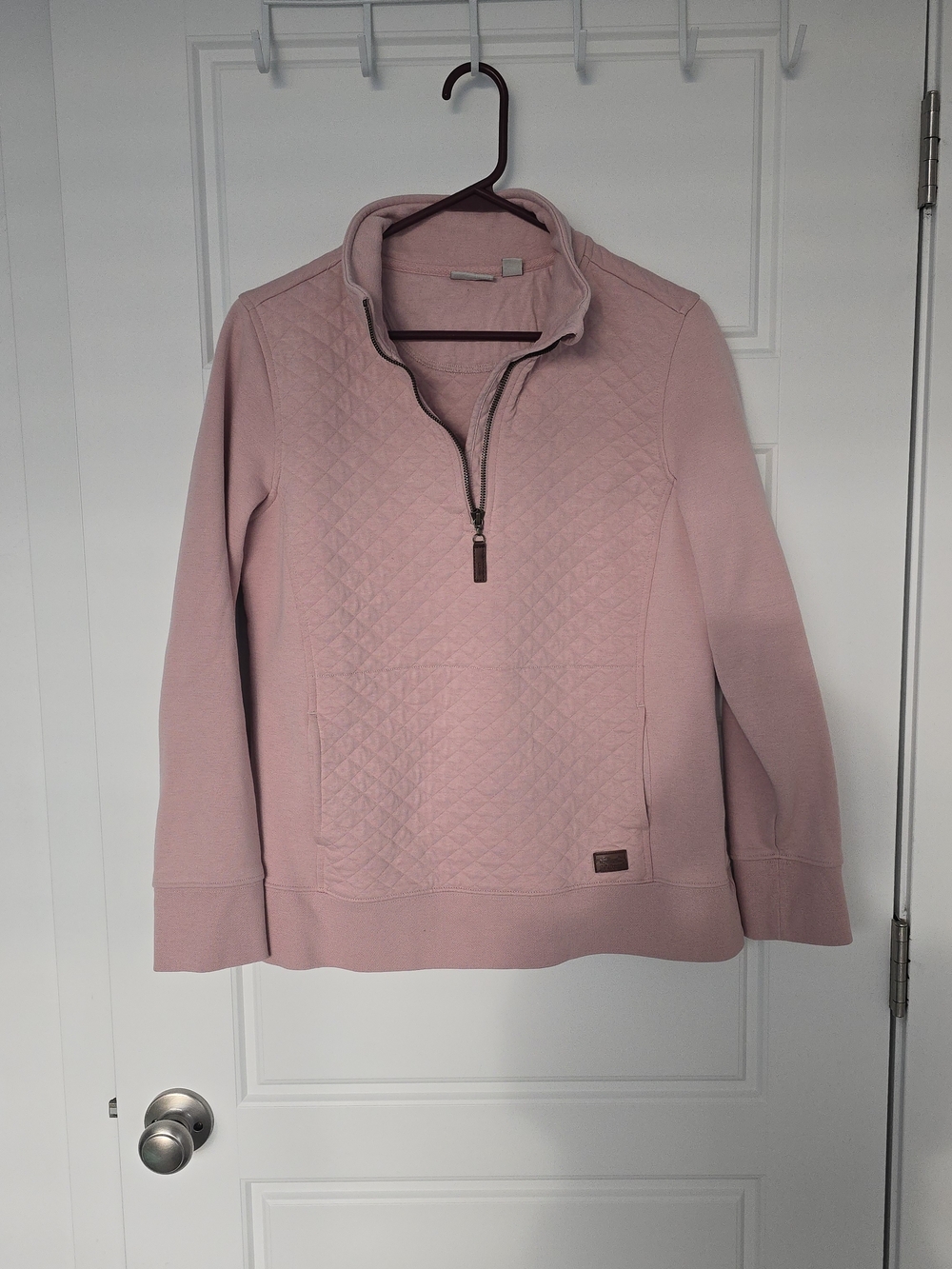 L.L. Bean Pink Quilted Half-Zip Pullover